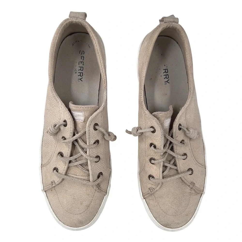 Sperry Women's Platform Sneakers Tan Suede Lace Up Shoes STS85962 Size 10‎
